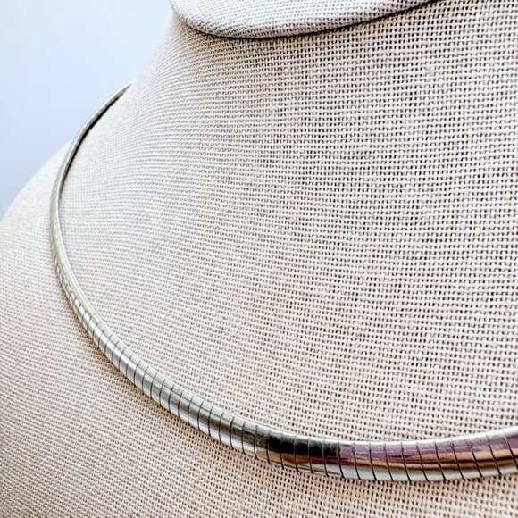 VTG Sterling Silver 925 Omega Chain Necklace Lobster Clasp Size 18.5" Length - Picture 4 of 13